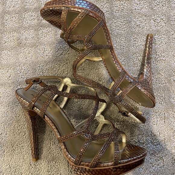 PELLE MODA Flirt Evening Sandal Bronze Snake - excellent condition - Picture 6 of 11